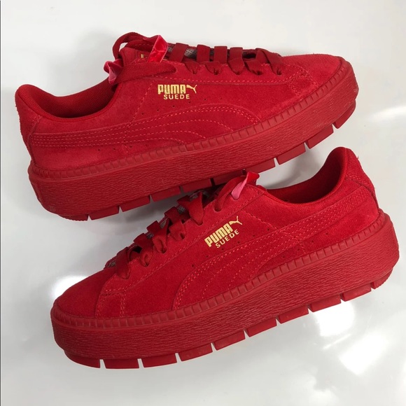 red suede pumas women's